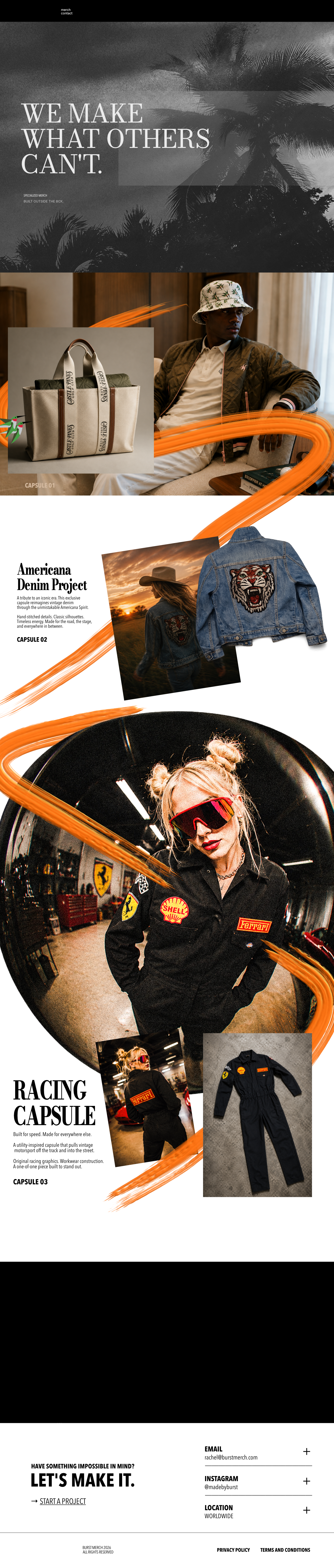 BURST — specialized merch, built outside the box.